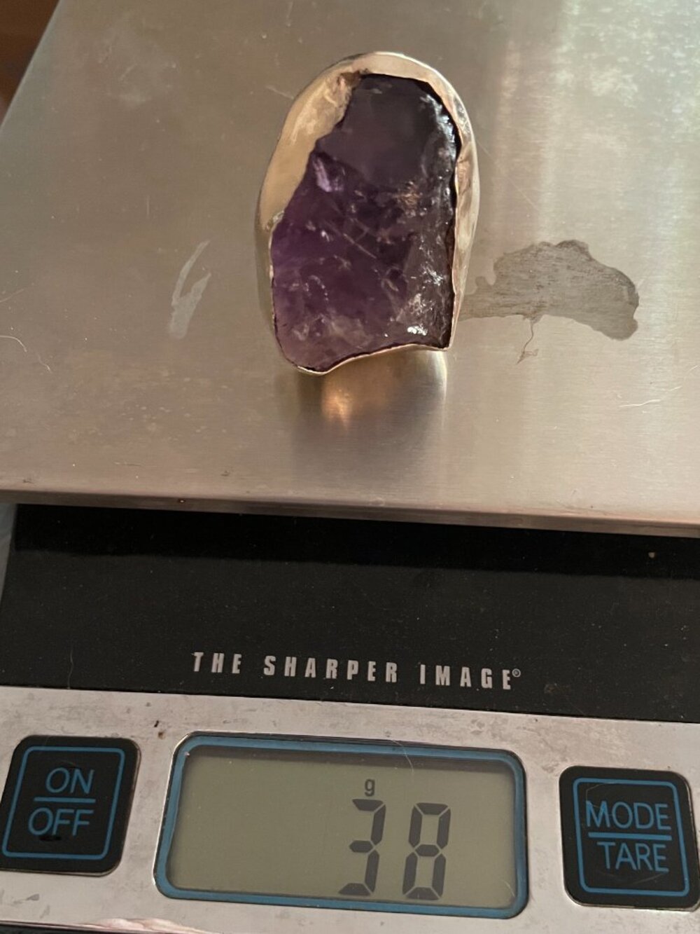 Vintage Silver Statement Ring Amethyst Size 8 Handmade Artisan Signed CAROL $350 - Picture 5 of 16